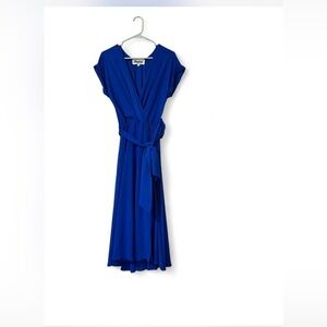 Meghan LA Royal Blue Midi Dress Tie Waist. Size Small.